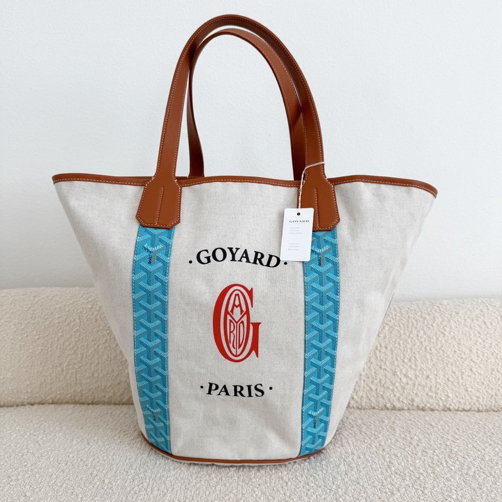 Goyard Belharra Shoulder Tote Bag in Reversible Turquoise & Tan